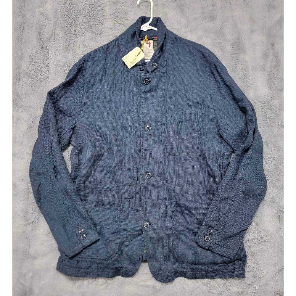 Relwen Tropical Trap Blazer Mens 2XL Dark Navy Hopsack Linen Cotton Jacket - Picture 2 of 11